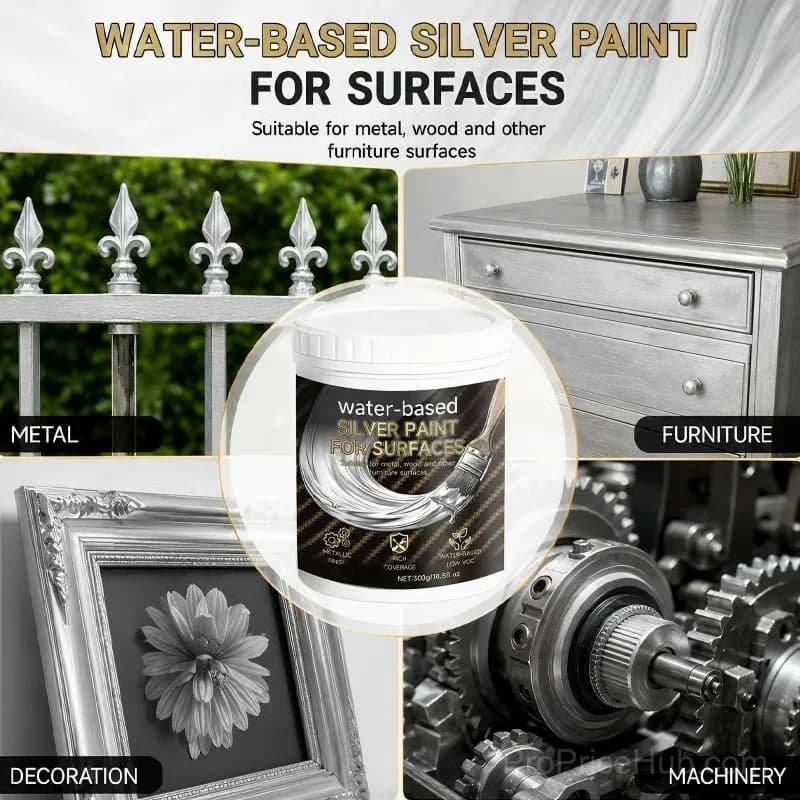 Water-Based Silver Paint for Metal and Wood, 80ml - View 2
