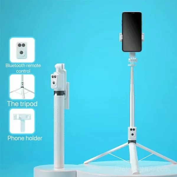 Black 6-in-1 Bluetooth Selfie Stick, No Fill Light - View 12