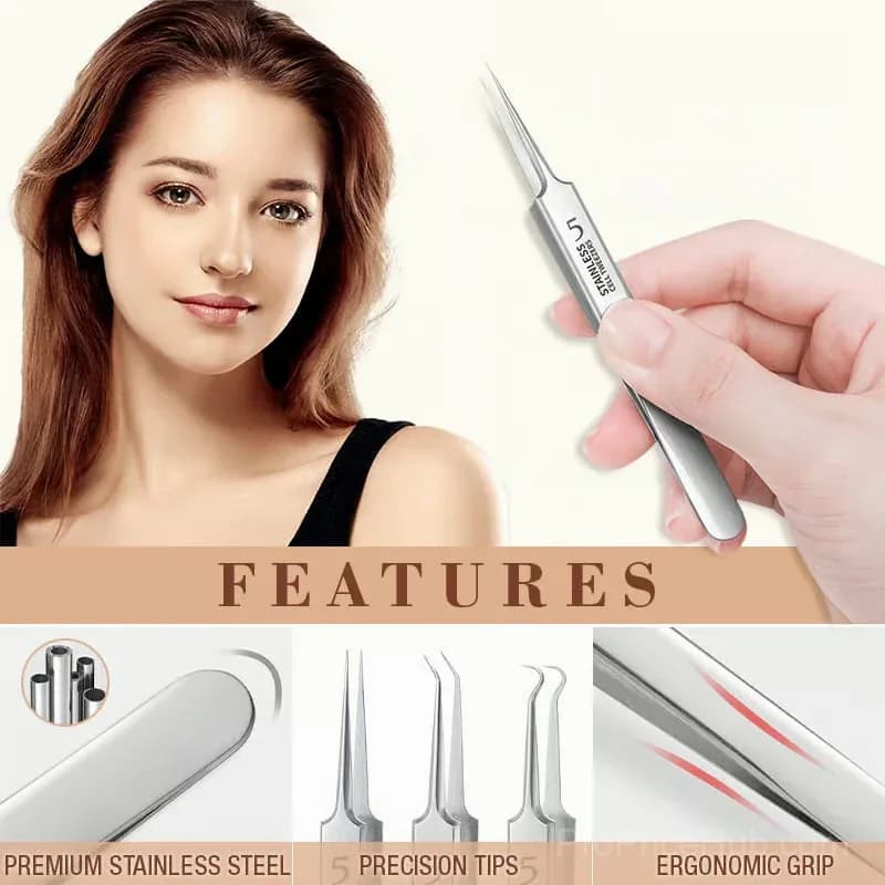 Precision Slant & Pointed Tip Tweezers for Brows & Lashes, 1 Set - Alt