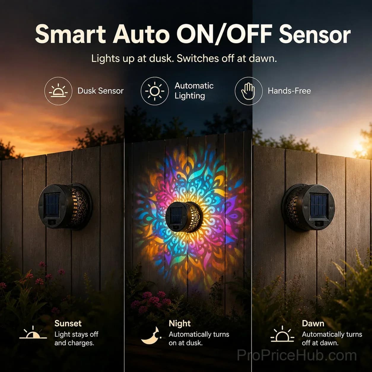 Mandala Solar Wall Lamp – Patio Night Ambience Lighting - View 4