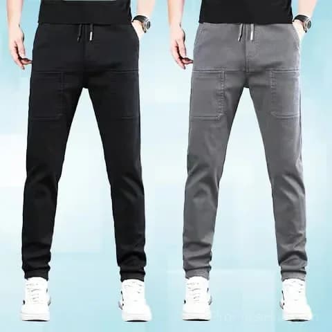 High-Stretch Multi-Pocket Cargo Pants, Black, Size S Short - View 15