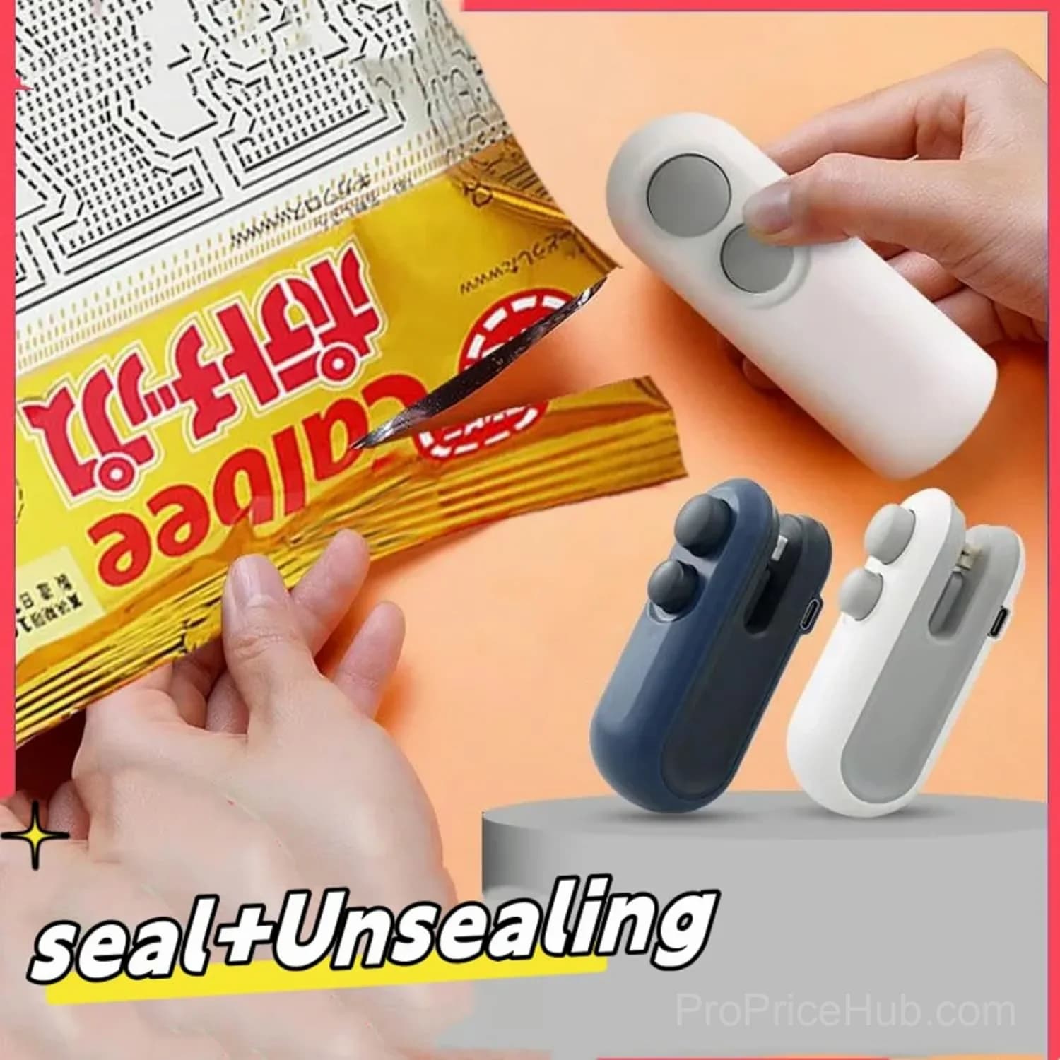 2-in-1 Mini Bag Sealer, White/Blue, 2-Pack - Main