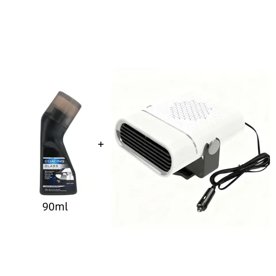 2-in-1 12V Portable Car Heater, 360° Rotating, Black - View 11