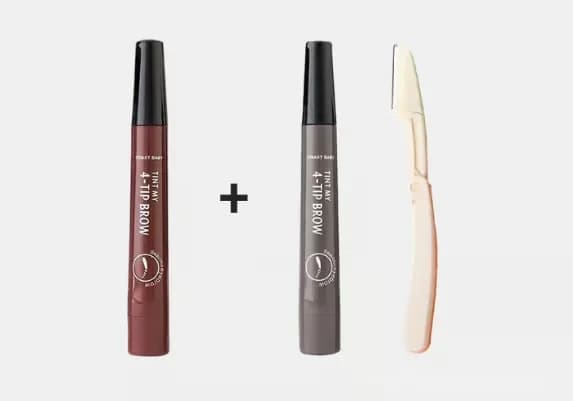 Waterproof 4-Tip Beard and Eyebrow Pen, Light Brown - View 36