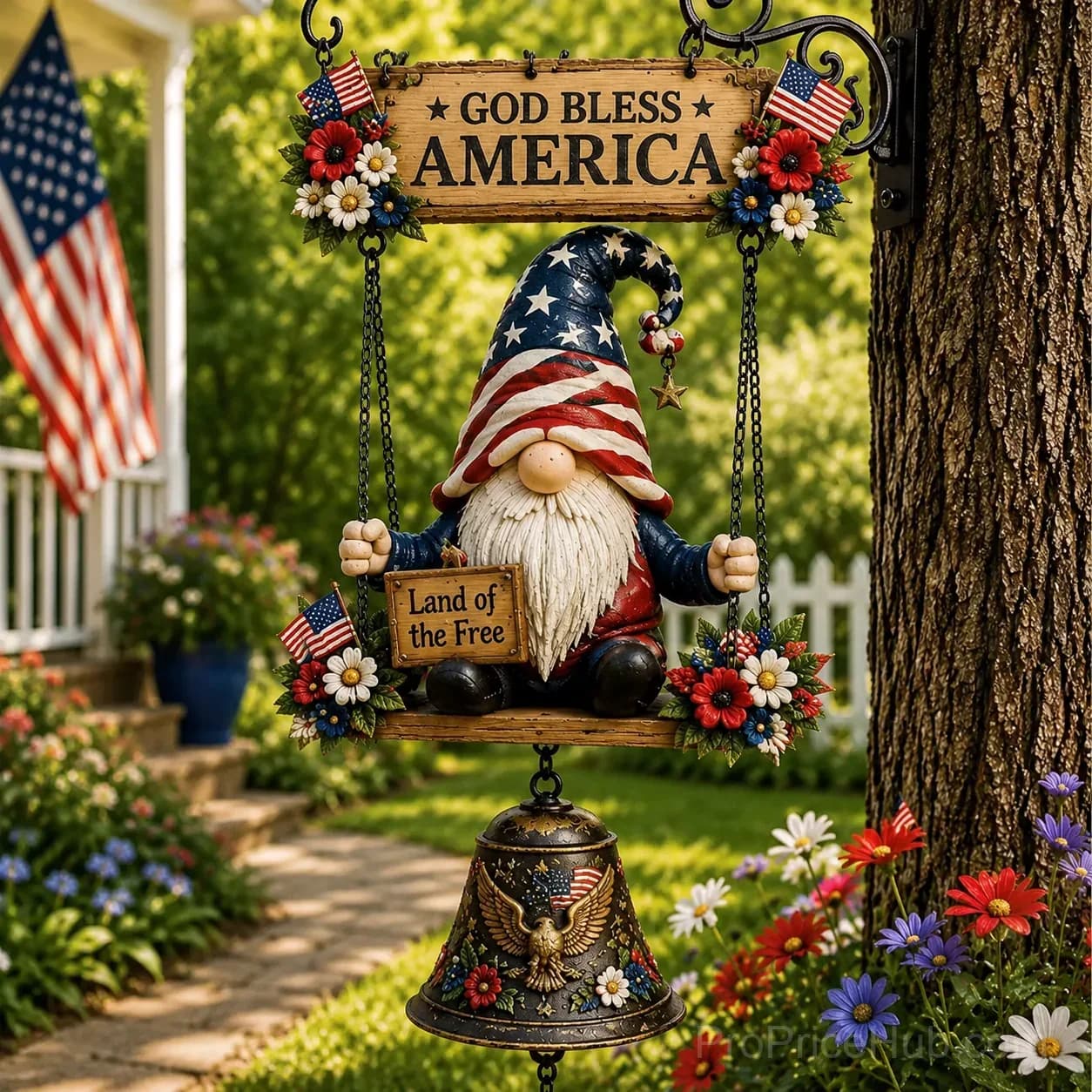 Rustic Garden Gnome Bell Outdoor Decor - View 14