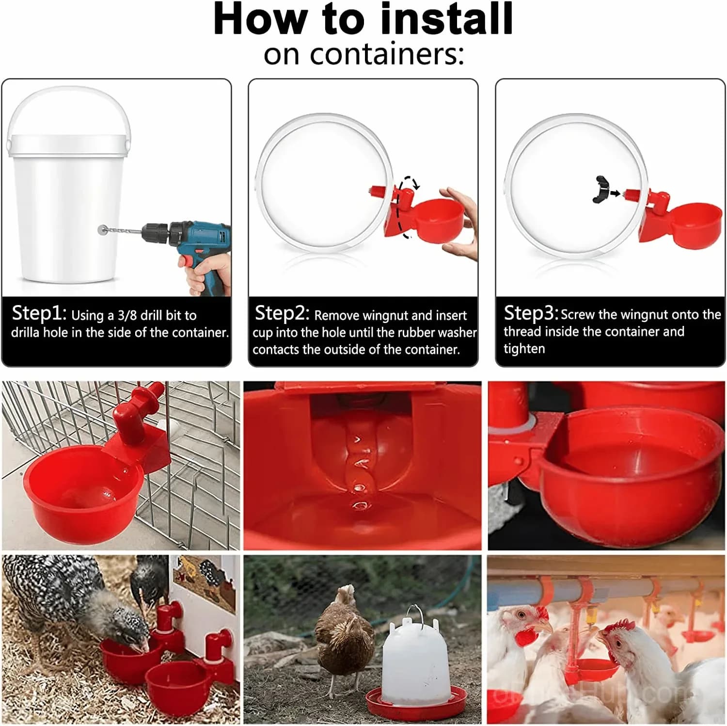 18-Piece Automatic Poultry Drinking Bowl Set - View 7