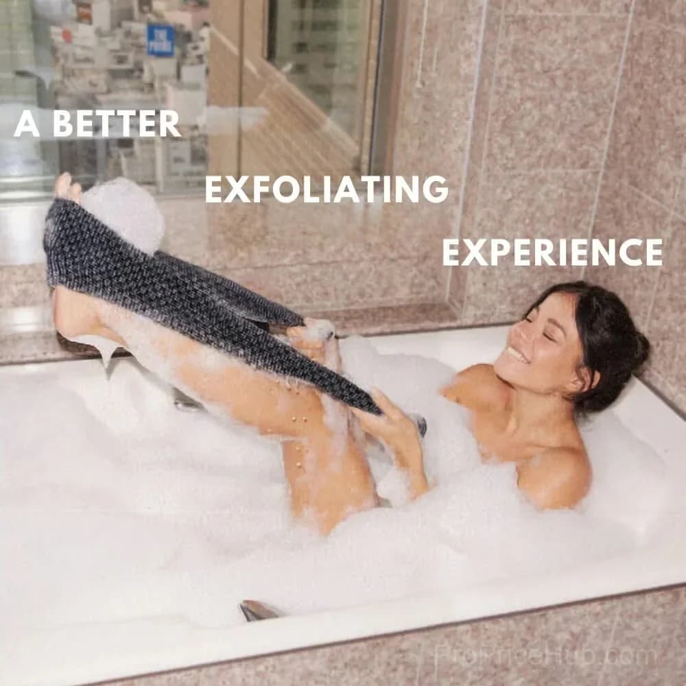 Black Exfoliating Shower Bath Towel - Alt