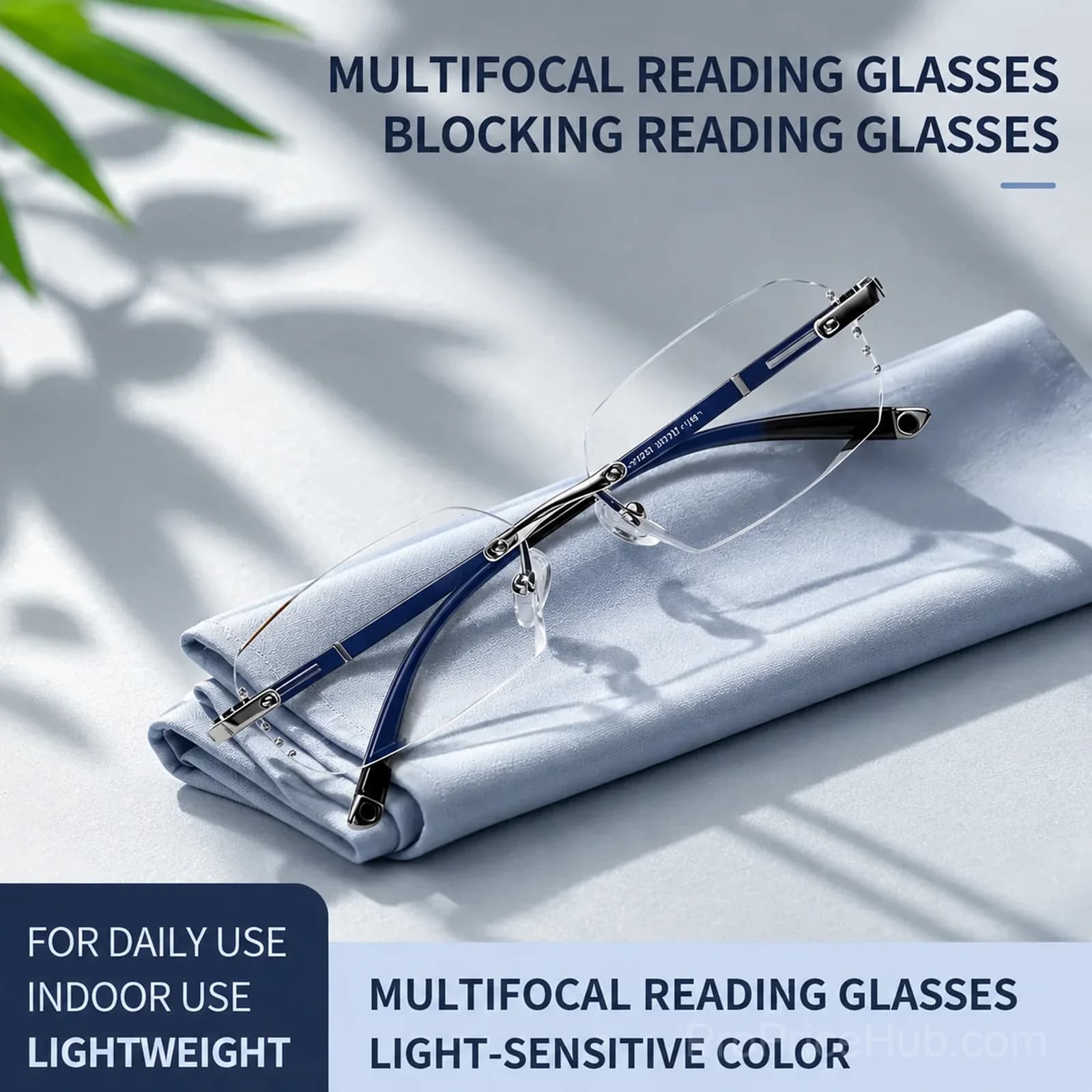 Frameless Diamond Cut Blue Light Reading Glasses - View 2