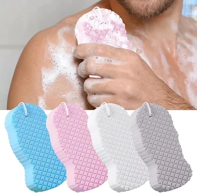 3D Super Soft Exfoliating Bath Sponge - Reusable Body Scrubber - Alt