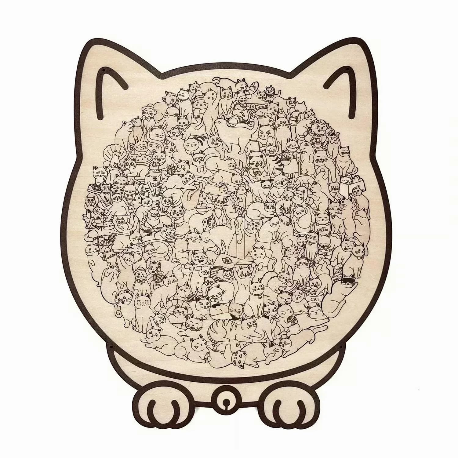 135-Piece Cat-Shaped Wooden Puzzle, Morandi Colors - View 10