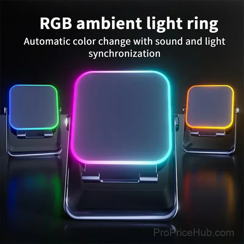 5-in-1 Wireless Induction Speaker with Adjustable Phone Stand, Black - View 5
