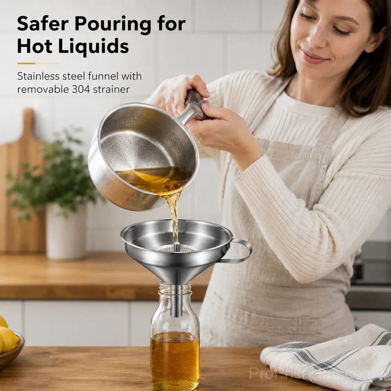 Food-Grade 304 Stainless Steel Kitchen Funnel with Filter Screen (2-Pack) - View 2