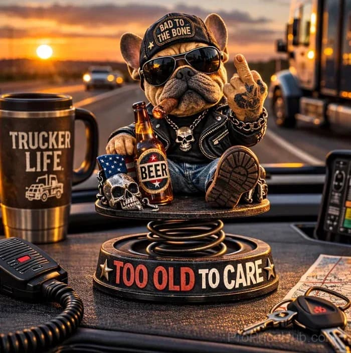 Car Dashboard Bobblehead - Too Old To Care - Alt