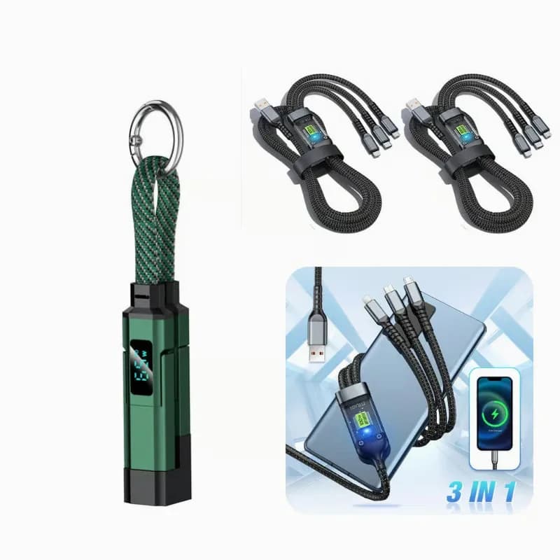 4-in-1 Digital Display Keychain Charging Cable, Black - View 21