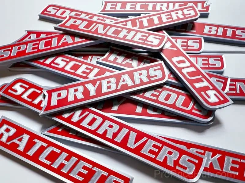 12-Pack 3D-Printed Magnetic Toolbox Organization Labels - Main