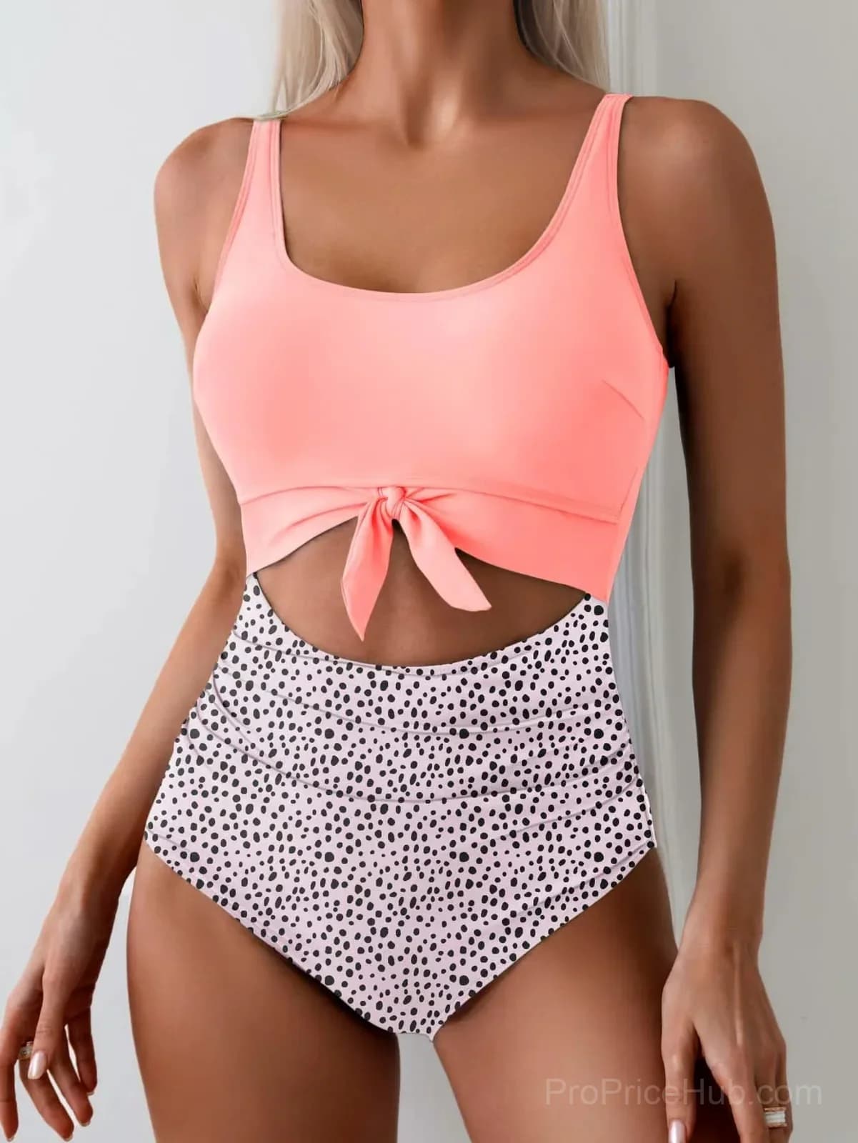 Women's Tummy Control Cutout One-Piece Swimsuit, Pink, S - Main