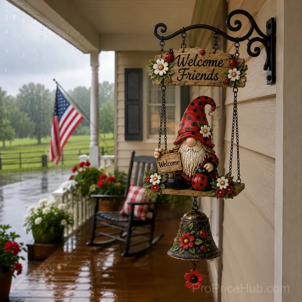 Rustic Garden Gnome Bell Outdoor Decor - View 11
