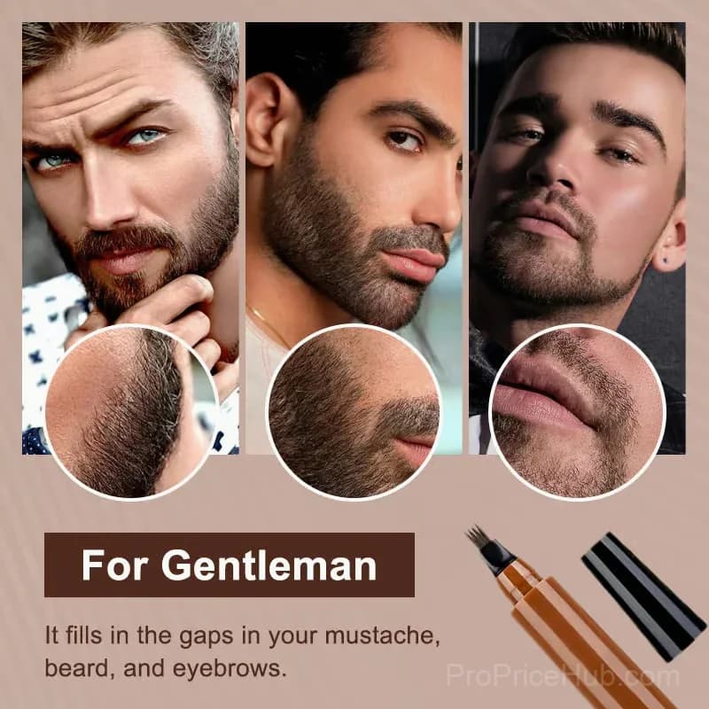 Waterproof 4-Tip Beard and Eyebrow Pen, Light Brown - View 8