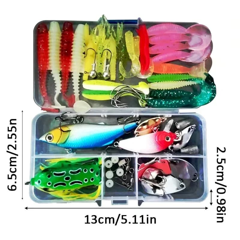 48-Piece Artificial Fishing Lure Kit, 100g - Main