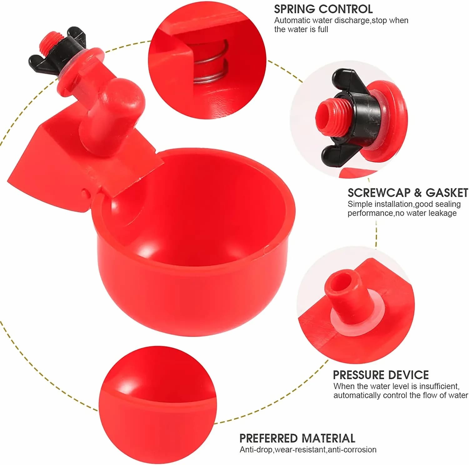 18-Piece Automatic Poultry Drinking Bowl Set - View 5