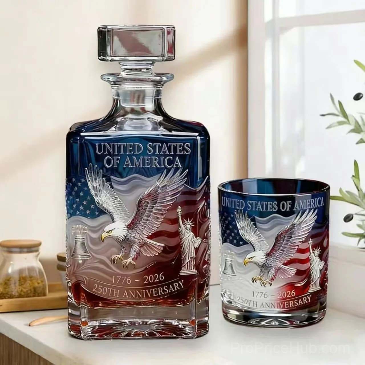 USA 250th Anniversary Commemorative Glass Cup - Alt