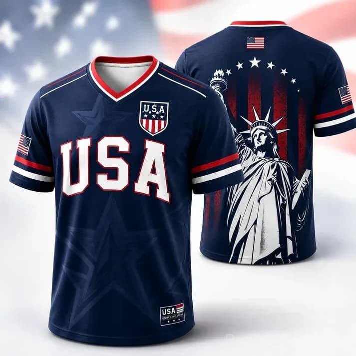USA Liberty V-Neck Soccer Jersey – American Flag - Main