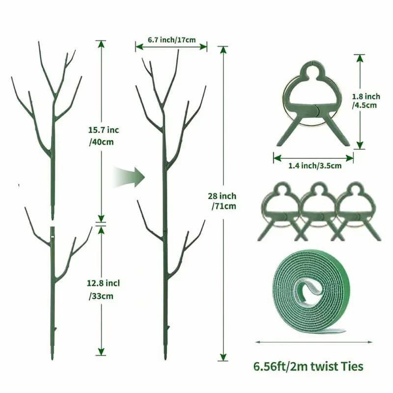 Branch-Style Plant Support Stake Set with Clips and Velcro Strap - Main