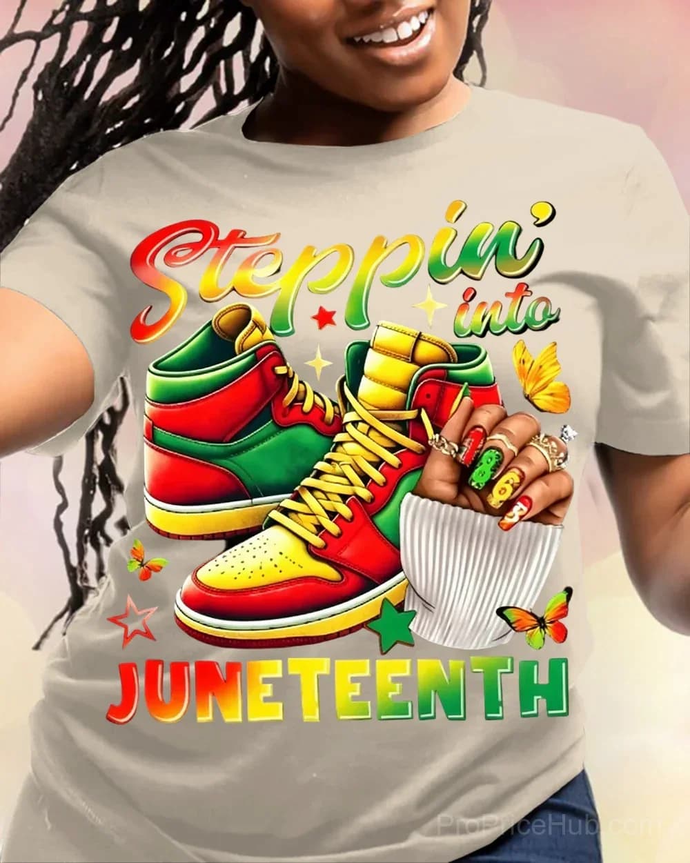 100% Cotton Steppin' Into Juneteenth Crew Neck Short Sleeve T-Shirt - View 5