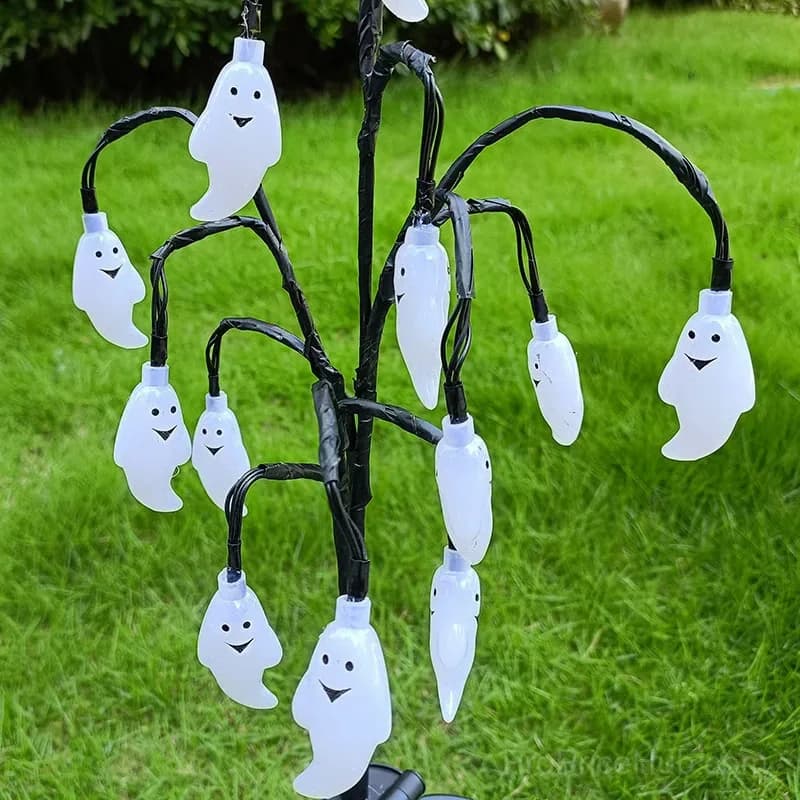 Halloween Ghost Solar Ground Stake Lawn Light, 16 LED - Main
