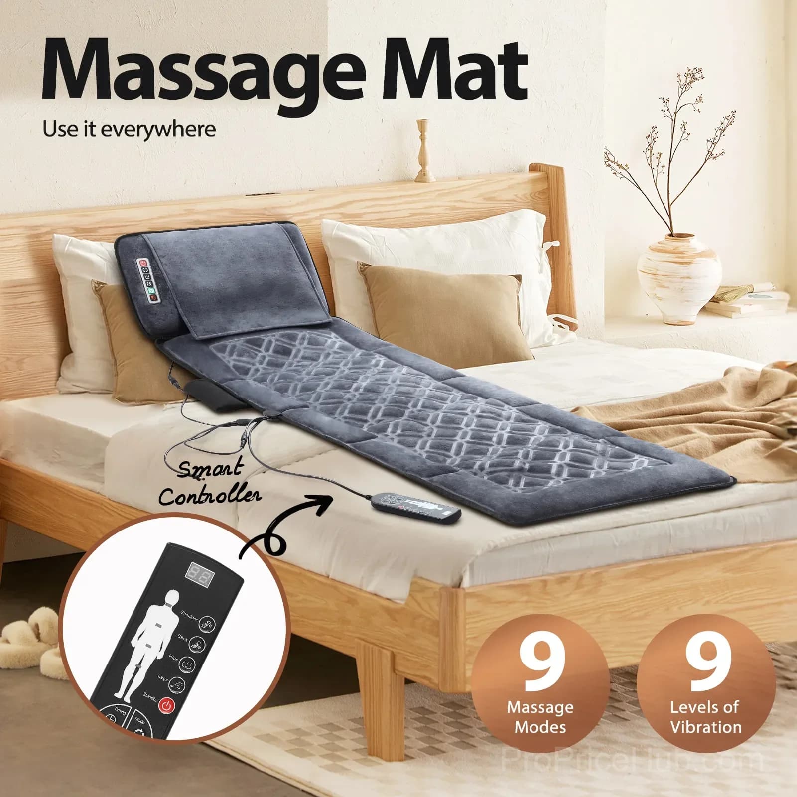 HOMASA Heated Full-Body Shiatsu Massage Mat with Lumbar Support - Alt