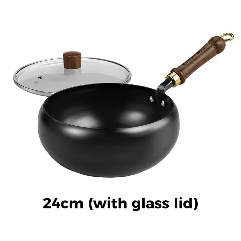 Uncoated Thick Iron Pot with Glass Lid, 24cm - Main