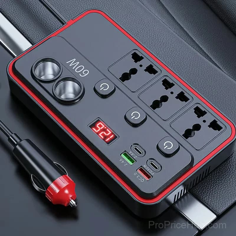 Multifunctional Car Charger with AC Outlets and USB Ports - View 9