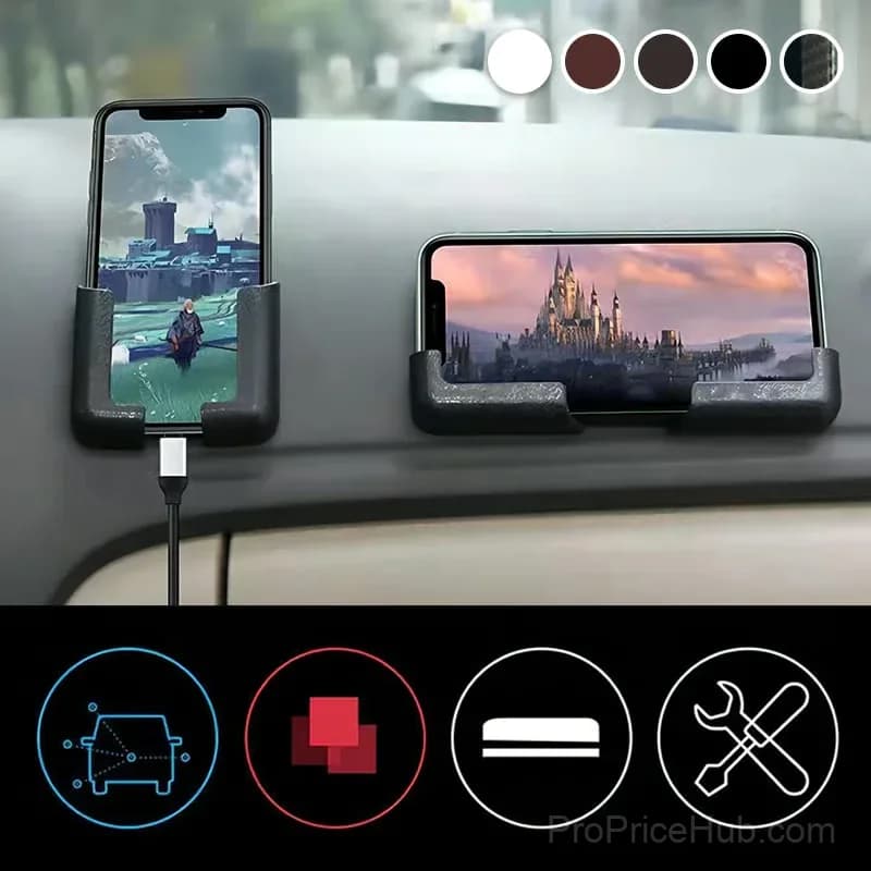 Black Sticky Car Cell Phone Holder Set, 4-Piece - View 2