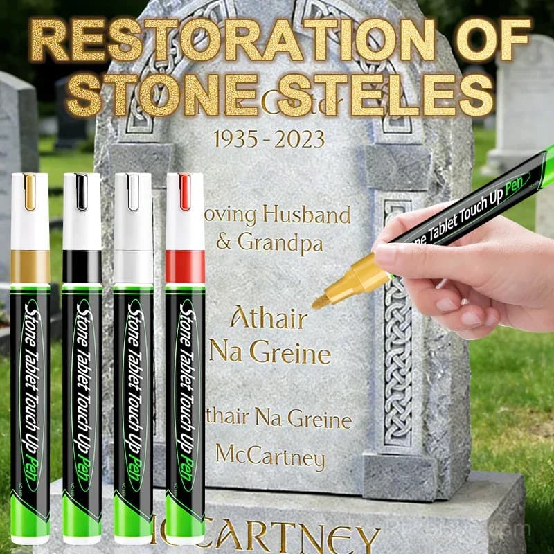 Gold Tombstone Marker Pen for Restoring Faded Grave Inscriptions - Main