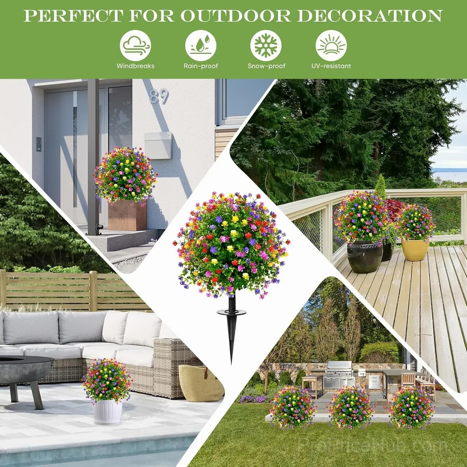 Artificial Potted Trees with Ground Stakes - View 7