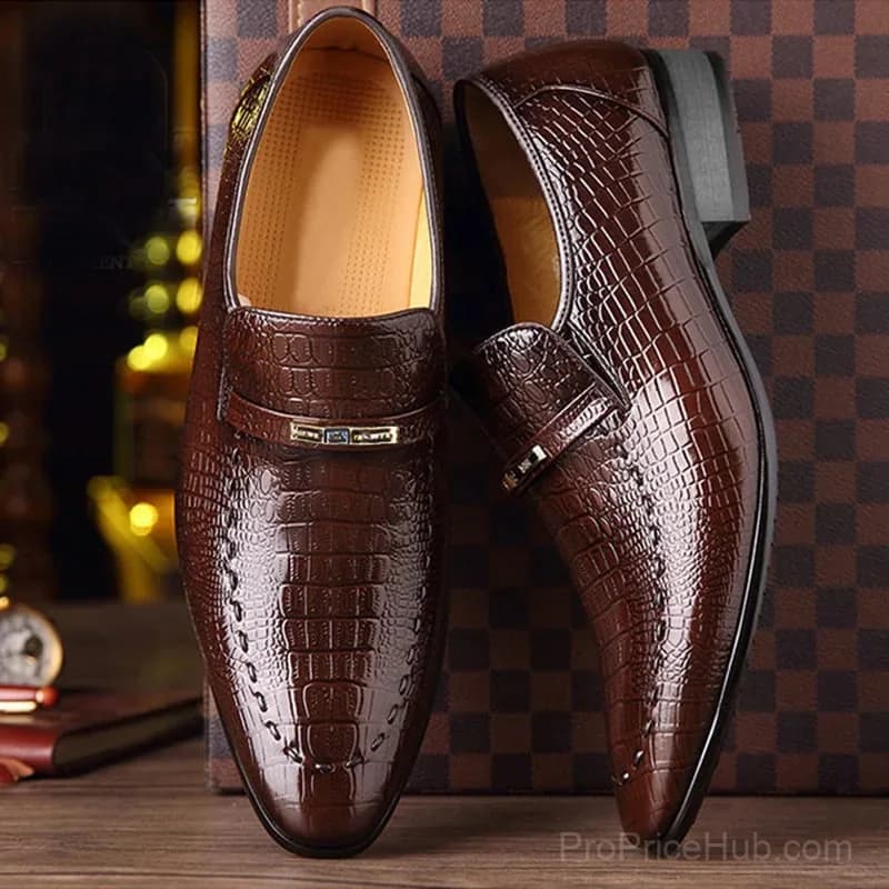 Men's Imitation Crocodile Embossed Leather Dress Shoes - Main
