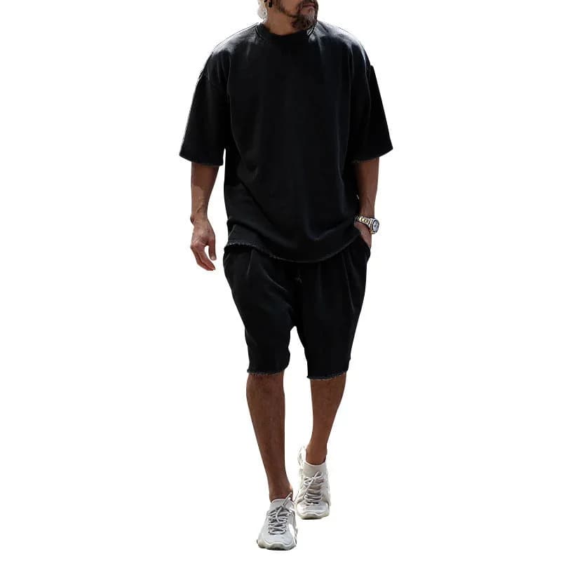 Men's Casual Loose Fit Solid Sports Set - M to 8XL - Alt