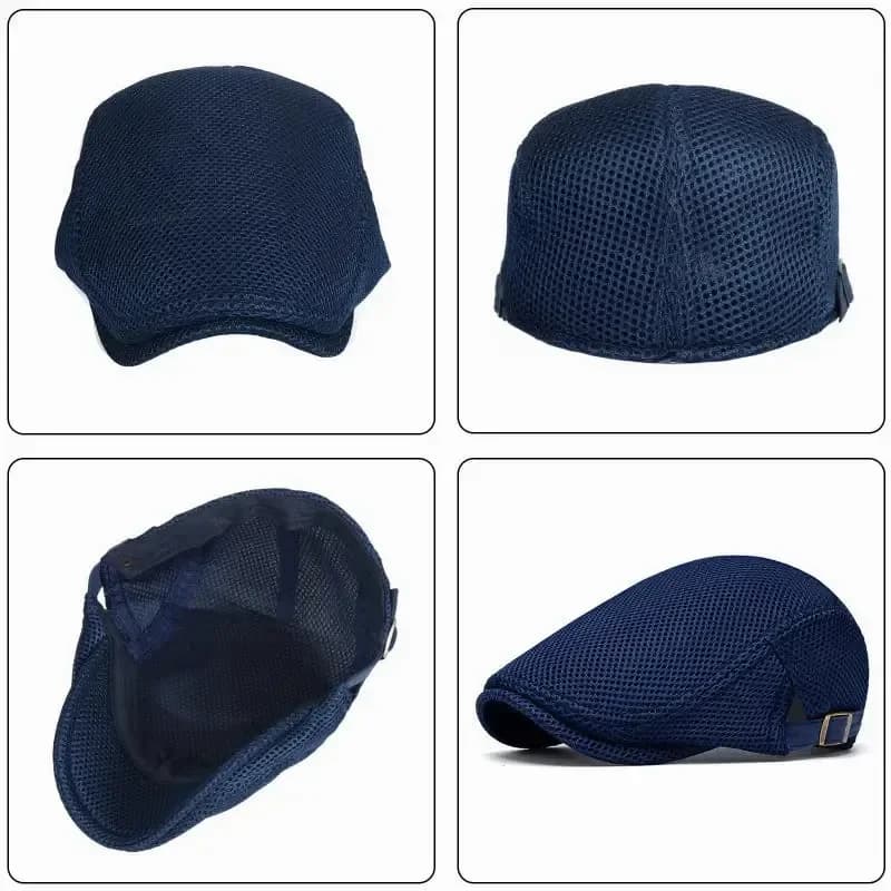 Men's Breathable Mesh Flat Cap – Adjustable Newsboy Ivy Beret Summer Hat - View 19