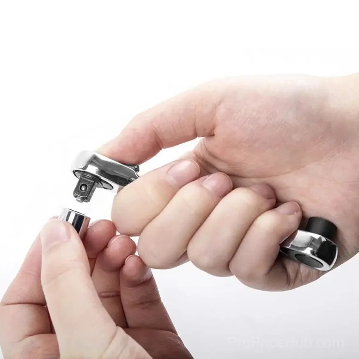 Mini Double Headed Ratchet Wrench, 1/4 Inch Drive, 72-Tooth, 5° Quick Release - View 7