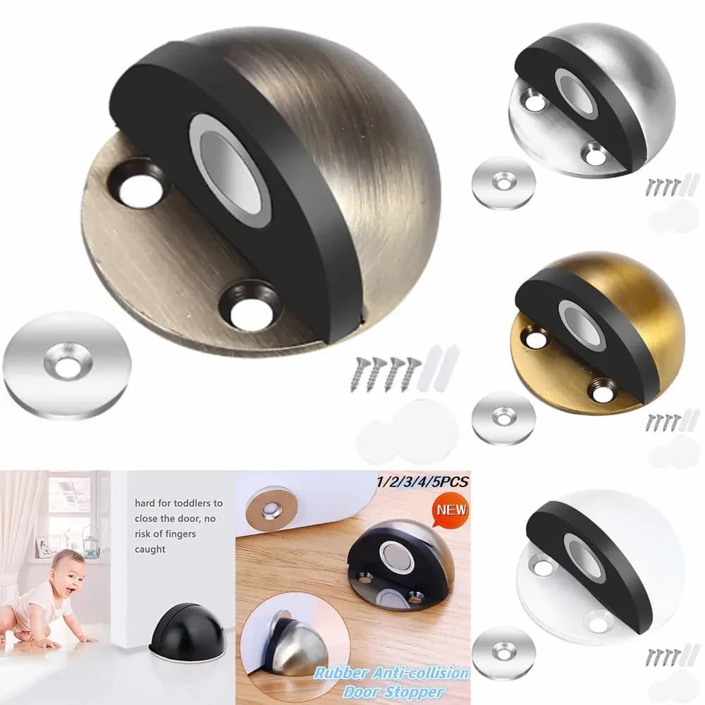 2-Pack Black Hidden Magnetic Door Stopper Holders, Stainless Steel - Alt