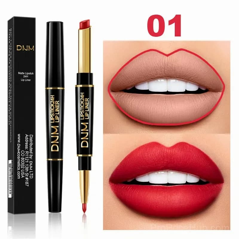 2-in-1 Waterproof Lipstick Lip Liner - #01 Sexy Red - Main