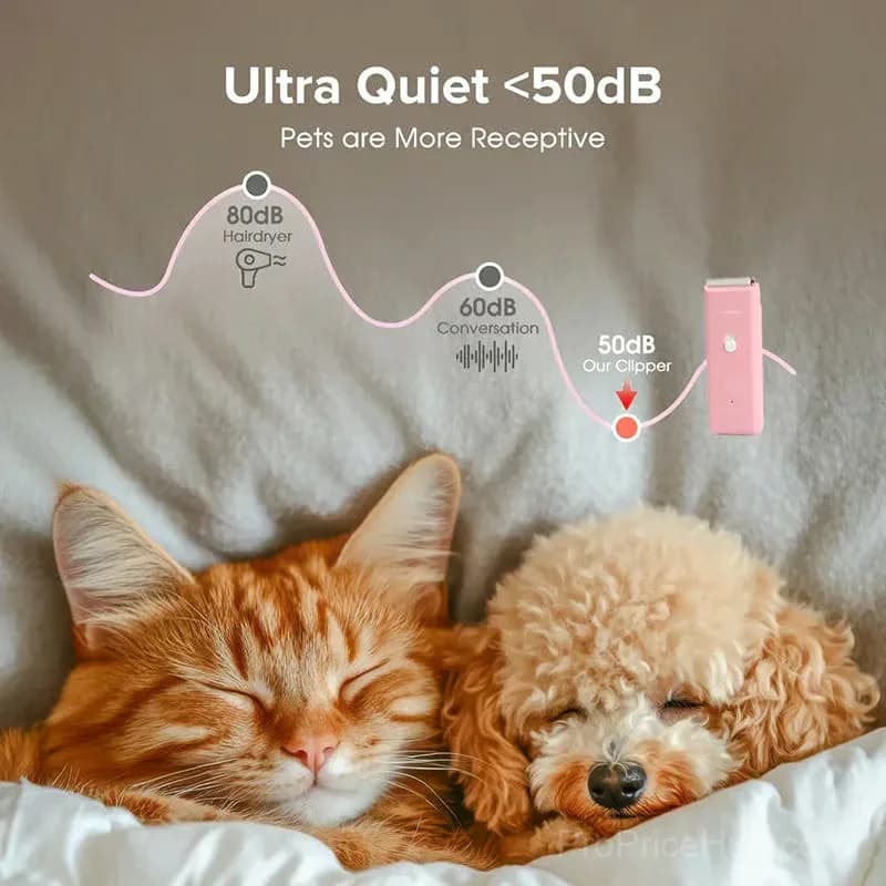 Quiet Cordless Pet Clipper with Ceramic Blade, IPX7, Pink - View 5