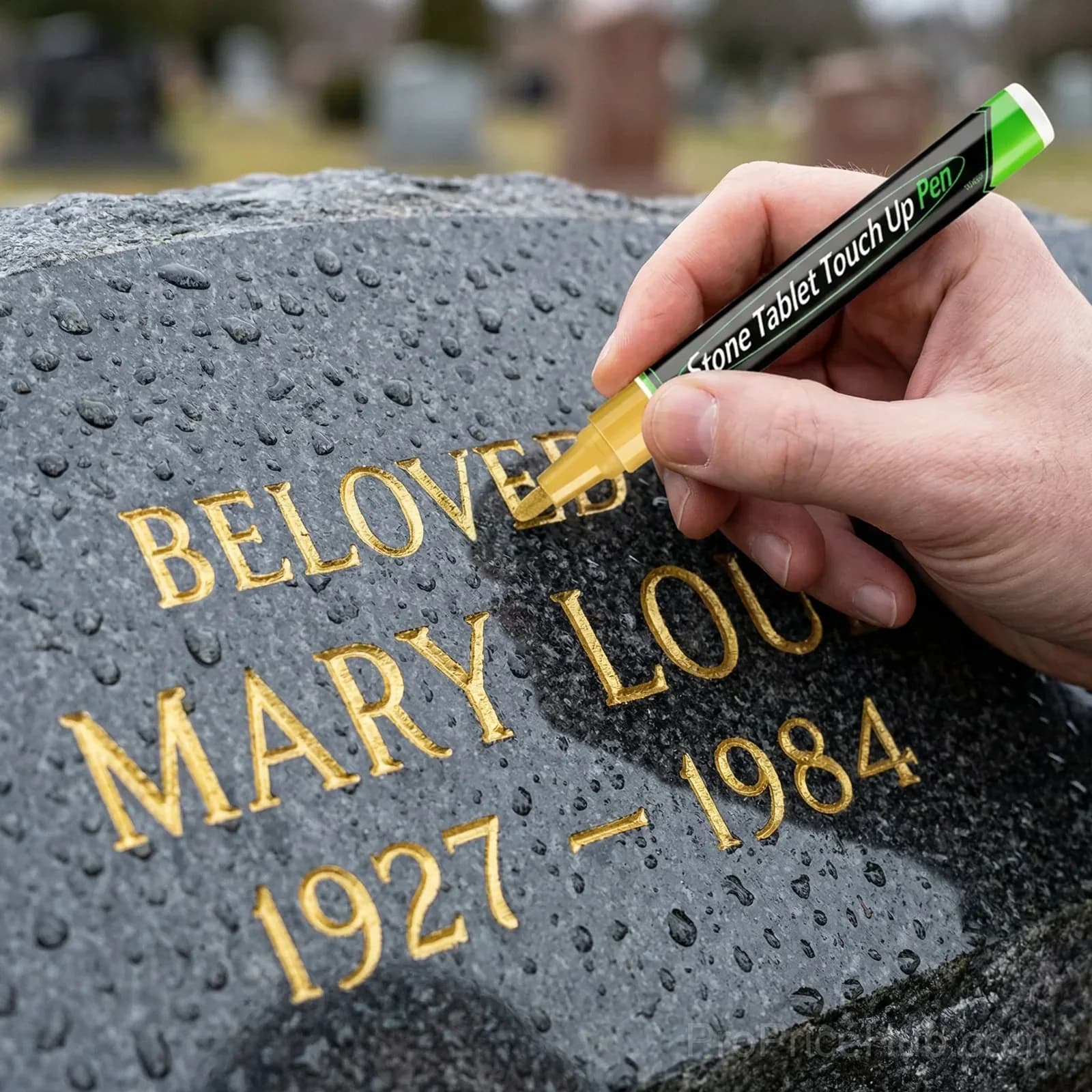 Gold Tombstone Marker Pen for Restoring Faded Grave Inscriptions - View 14