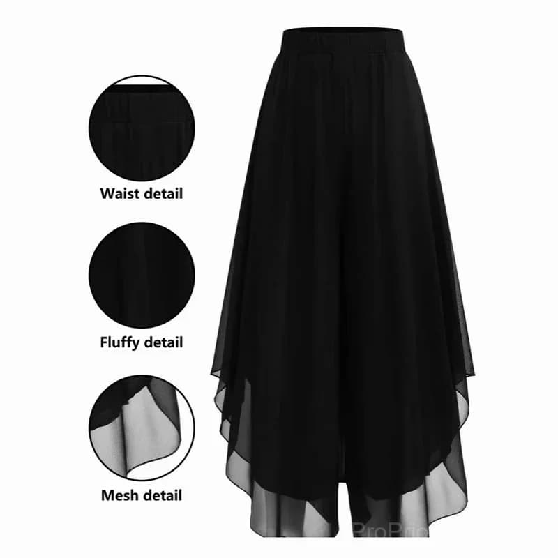 Women's Asymmetrical Chiffon Wide-Leg Pants, Purple, S - View 12