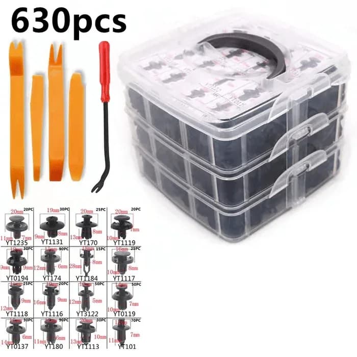 630-Piece Universal Automotive Clip and Fastener Assortment - View 5