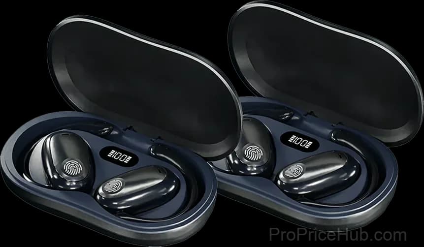 Sporty Hanging-Ear Bluetooth Earphones, Black - View 12