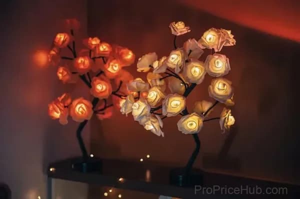 Rose Flower Tree Night Light, Multicolor with Black Base - View 10