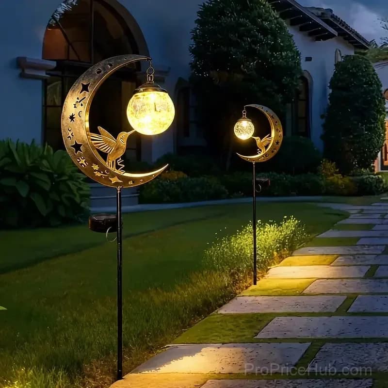 Hummingbird Moon Solar Garden Stake Light - View 6