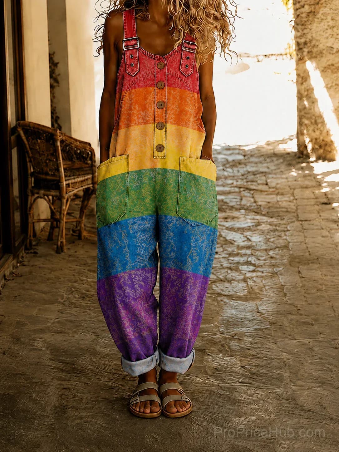 Pride Month Rainbow Art Print Vintage Jumpsuit - Main