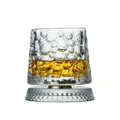 Crystal Rotating Base Tumbler Glass, Borg Pattern - Alt